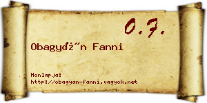 Obagyán Fanni névjegykártya